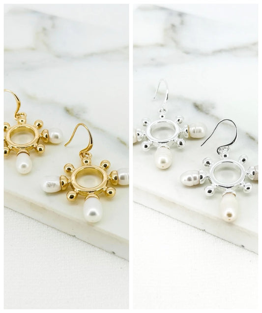 Envy Jewellery Faux Gold Or Silver & Pearl Baroque Style Dropper Earrings