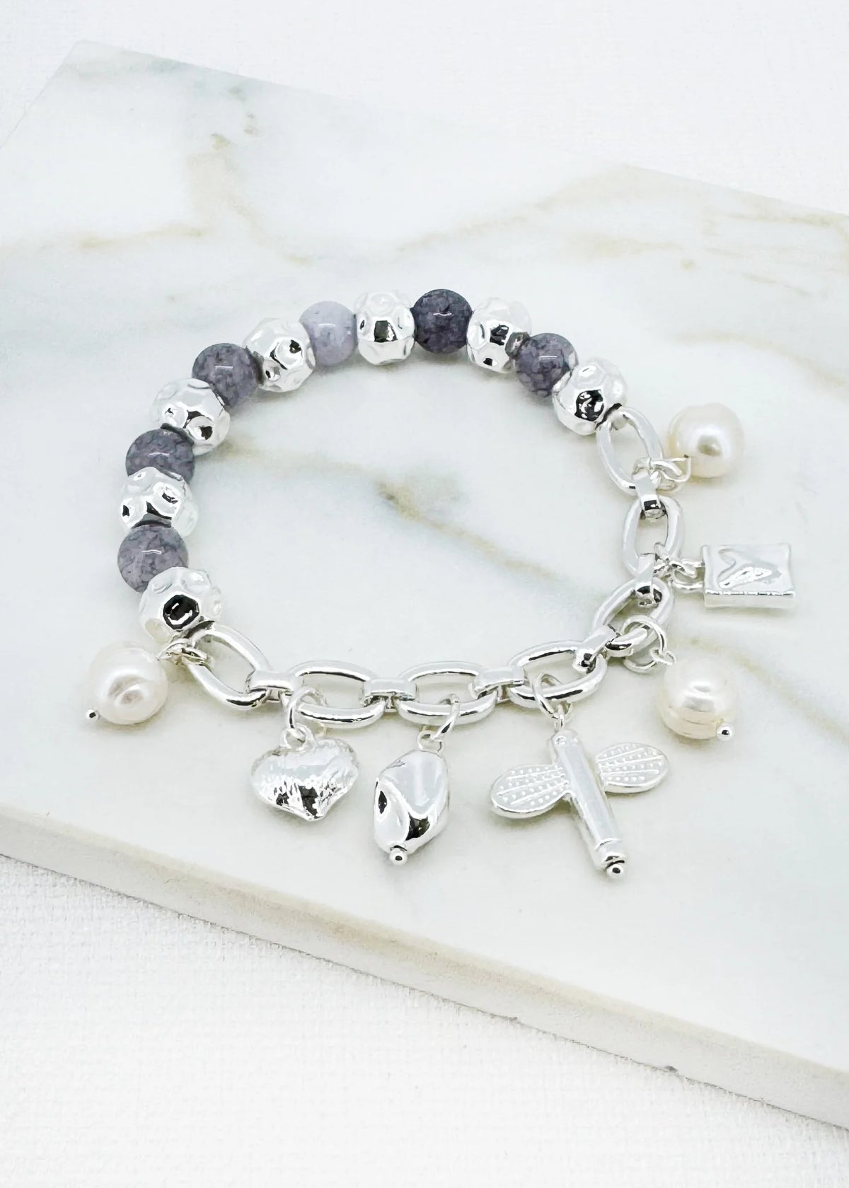 Envy Jewellery Pearl & Charm Bracelet