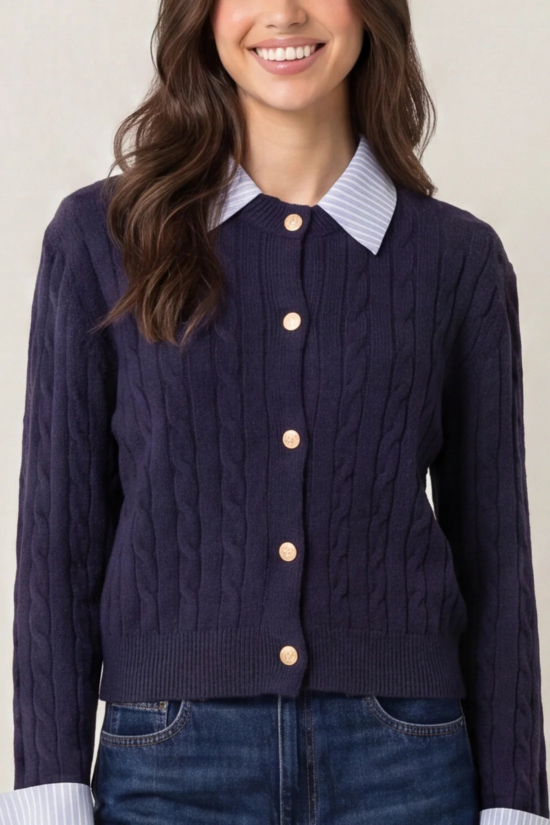 Nola Collared Cable Cardigan