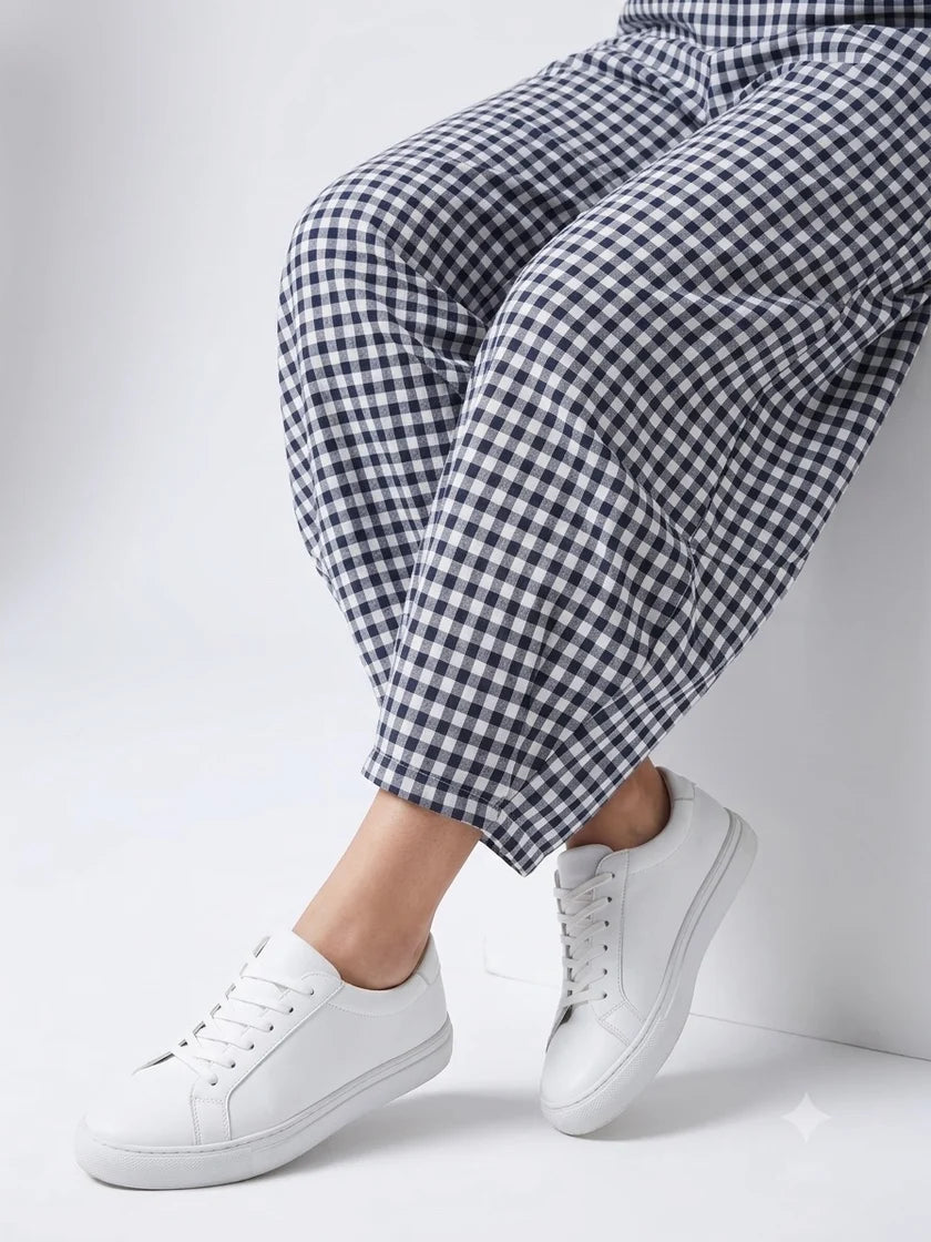 Jessie Gingham Pull-On Barrel Trousers
