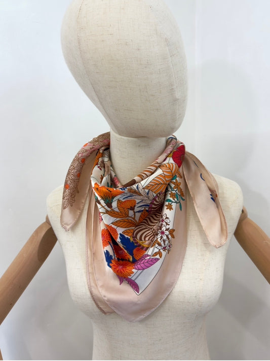 Jungle Print Small Square Silky Scarf