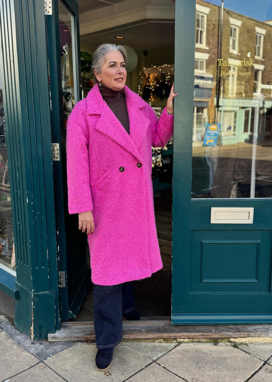 Charlotte Hot Pink Boucle Coat