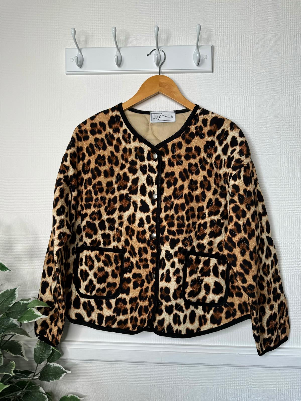 Harriet Leopard Print Quilted Padded Boxy Jacket