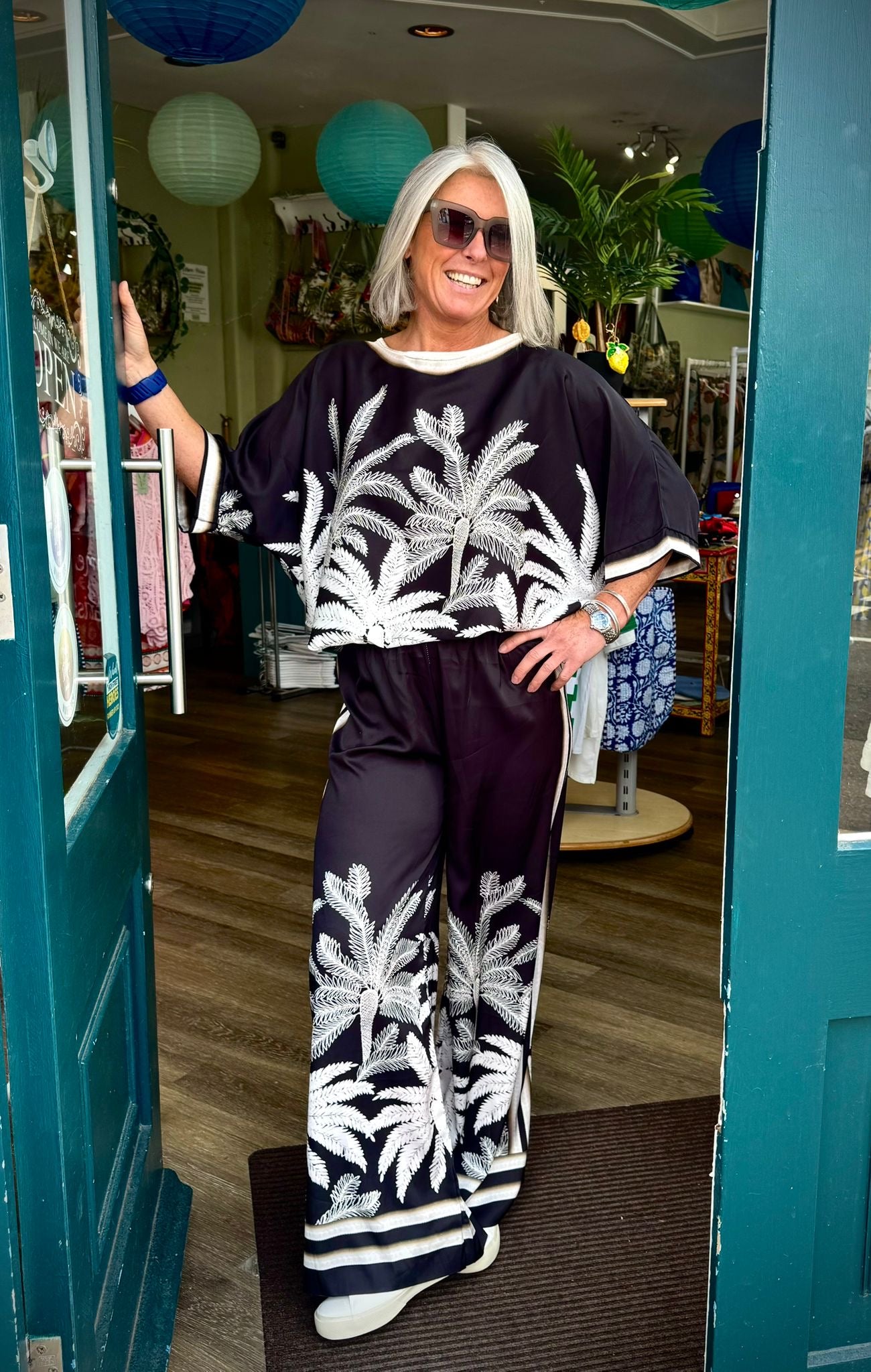 Louisa Palm Print Silk Blend Co-Ord