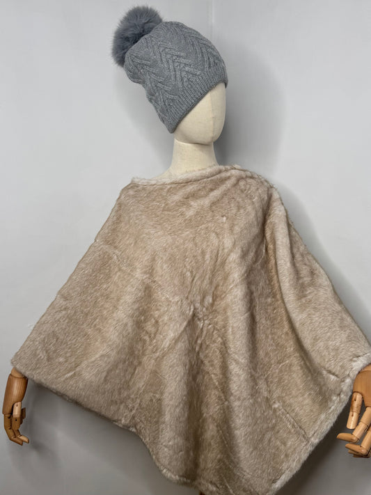 Cindy Faux Fur Poncho - 3 Colours