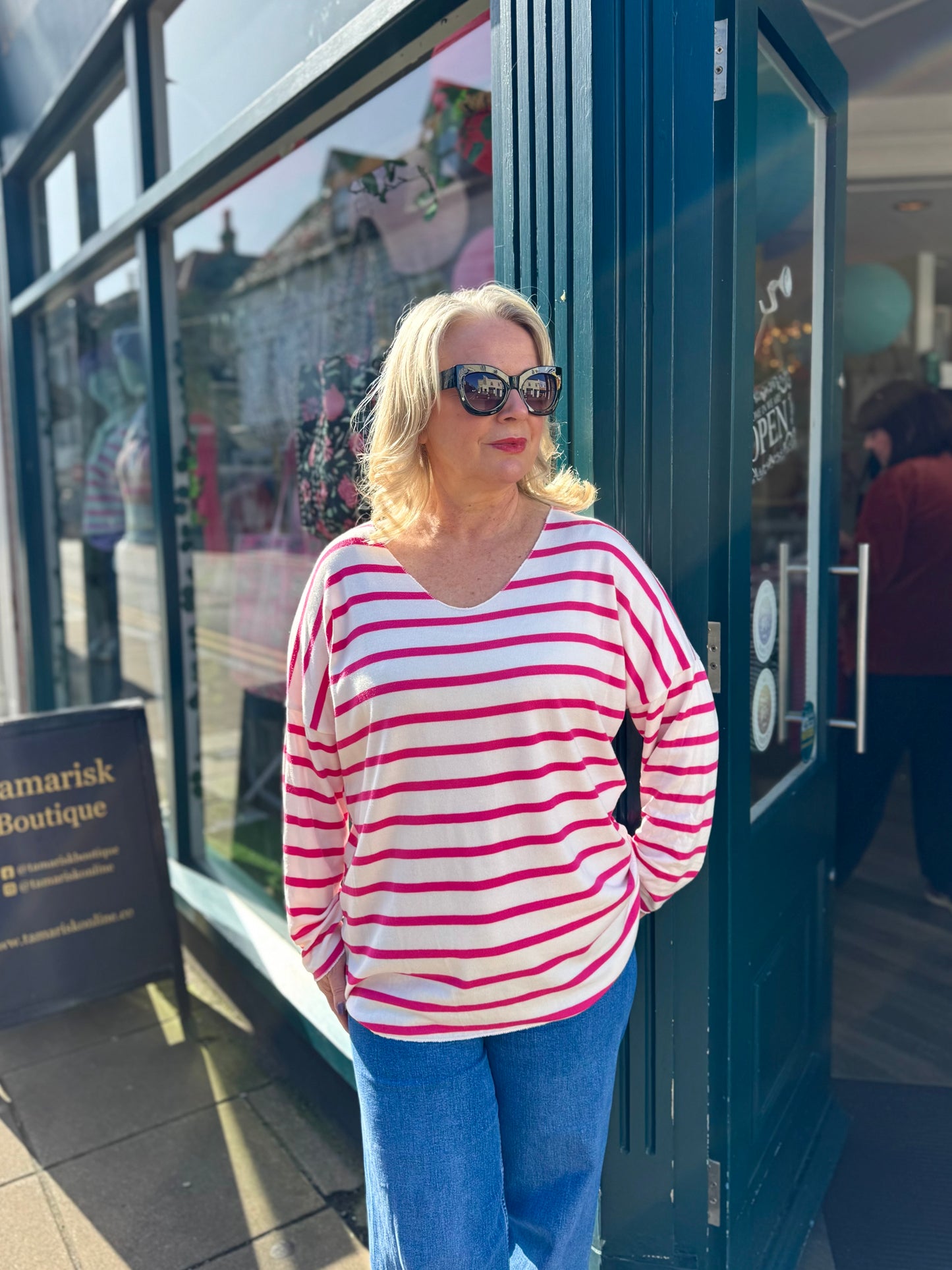 Jessie Loose V Neck Striped Knit Top - 4 Colours