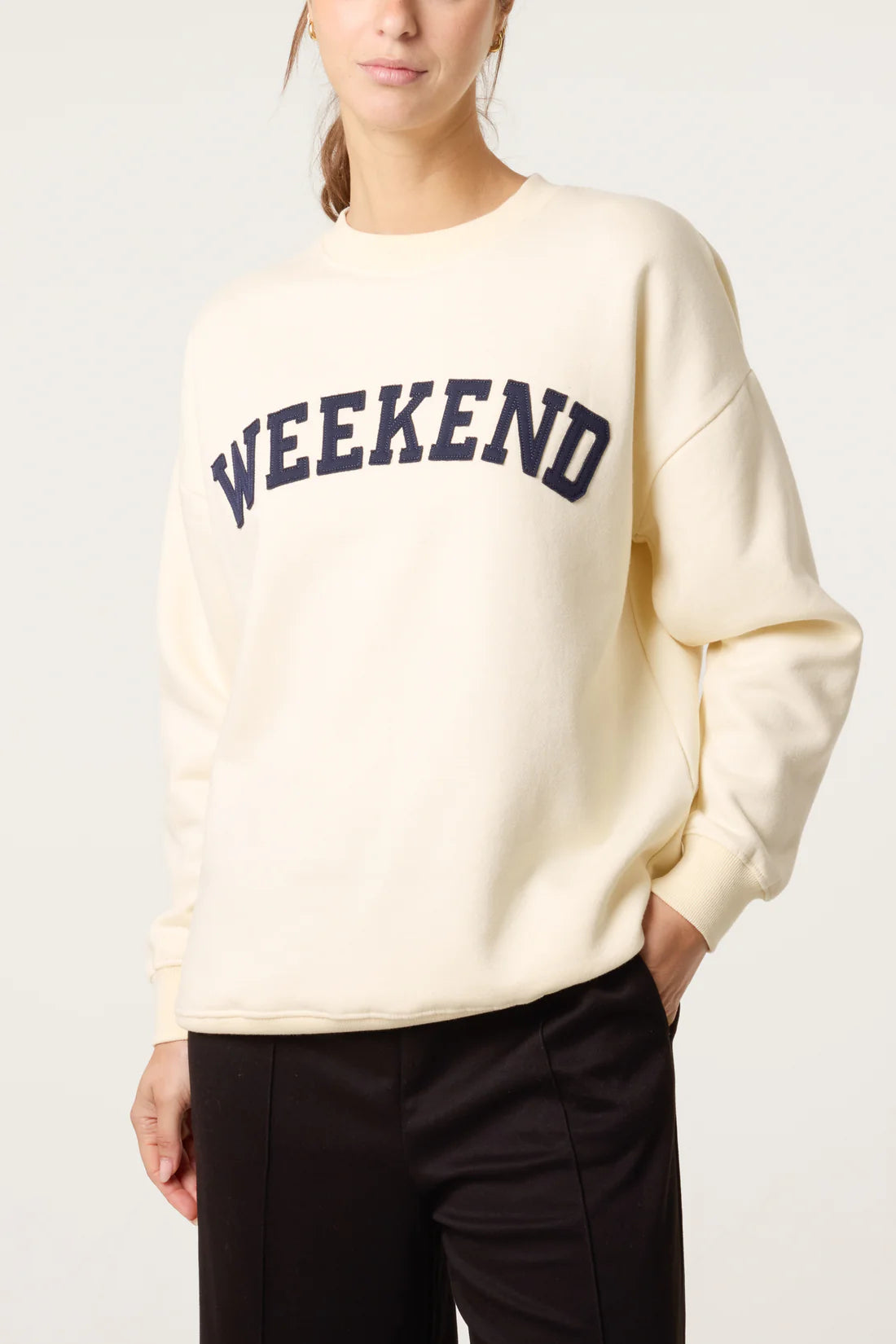 Weekend Appliqué Sweatshirt - Navy, Pastel Blue or Cream