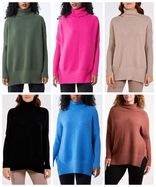 Adele Slouchy Ribbed Roll Neck Jumper