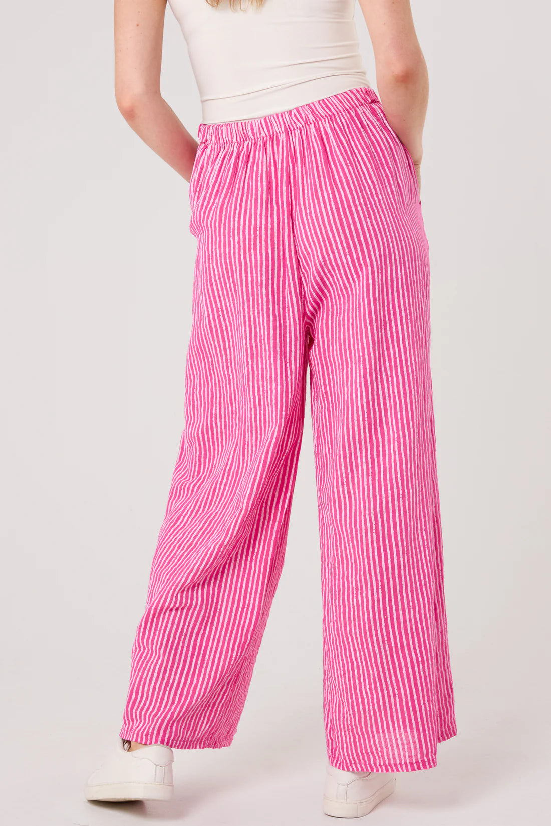 Simi Candy Stripe Cotton Wide Leg Trousers