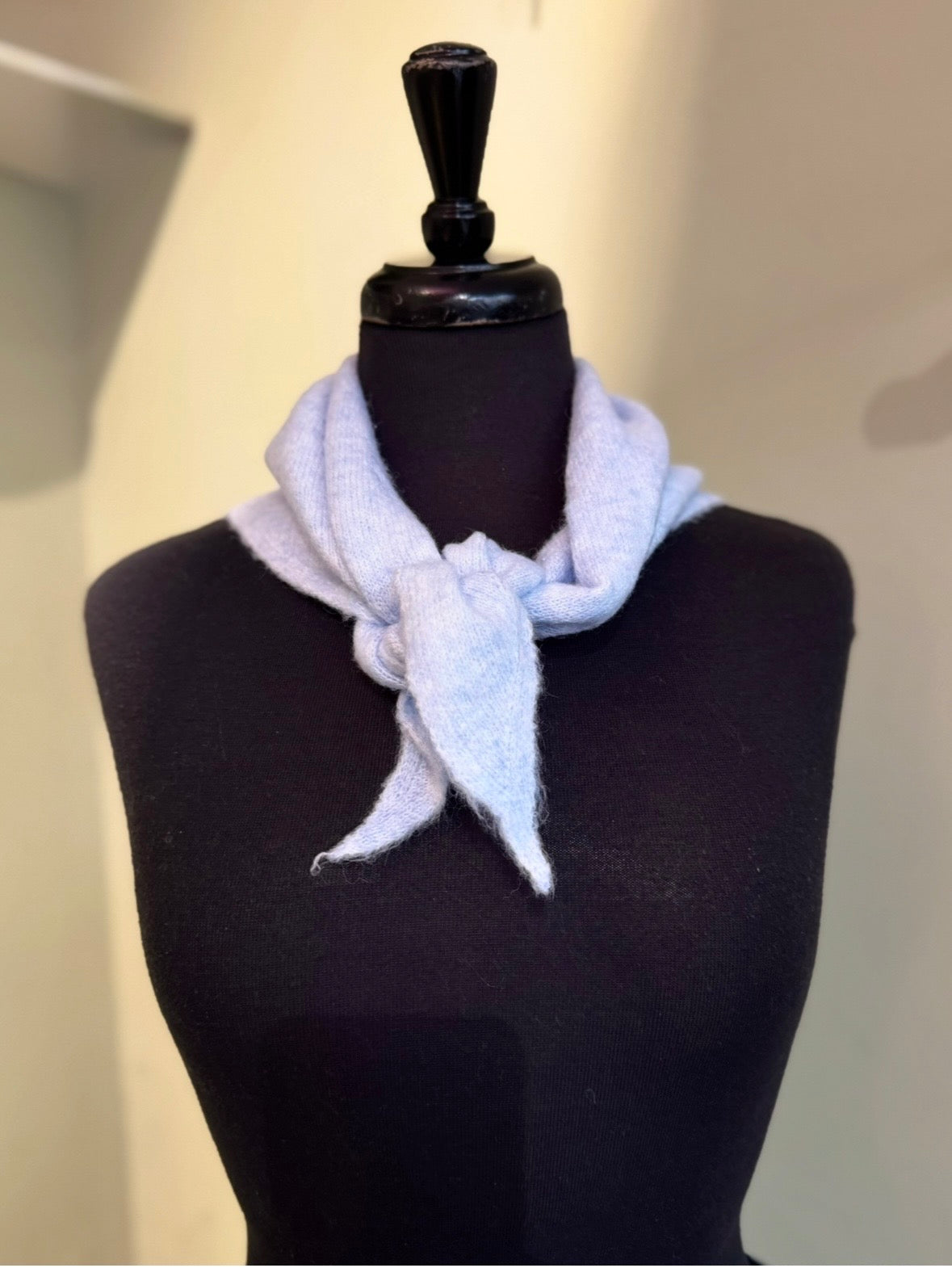 light blue wool blend triangle scarf