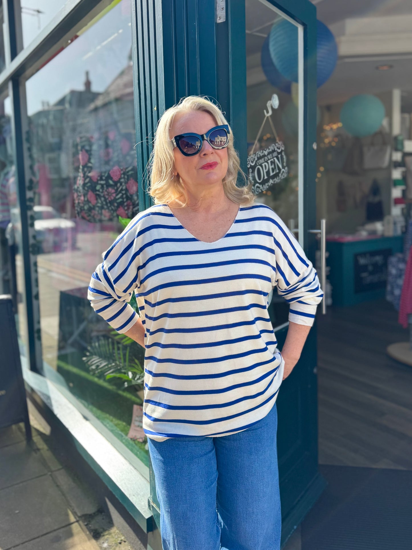 Jessie Loose V Neck Striped Knit Top - 4 Colours