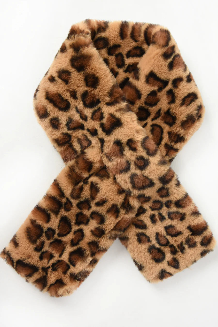 Faux Fur Leopard Print Tippet Scarf