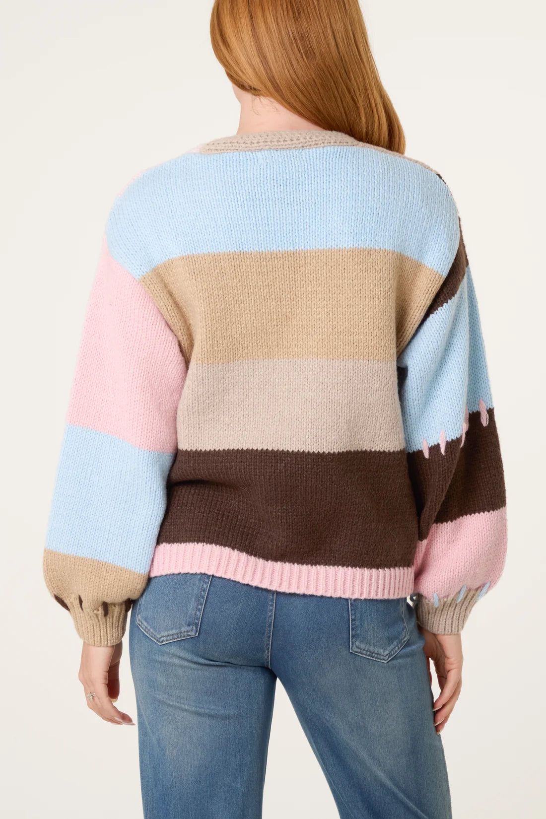 Tara Cosy Patchwork Knit Chunky Cardigan