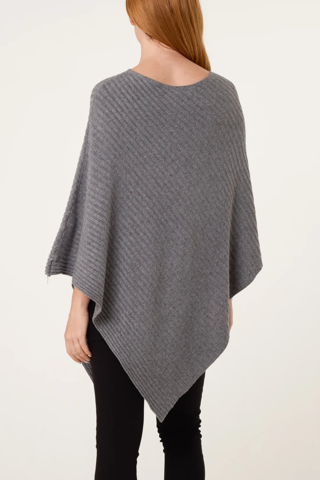 Annie Ribbed Asymmetric Poncho