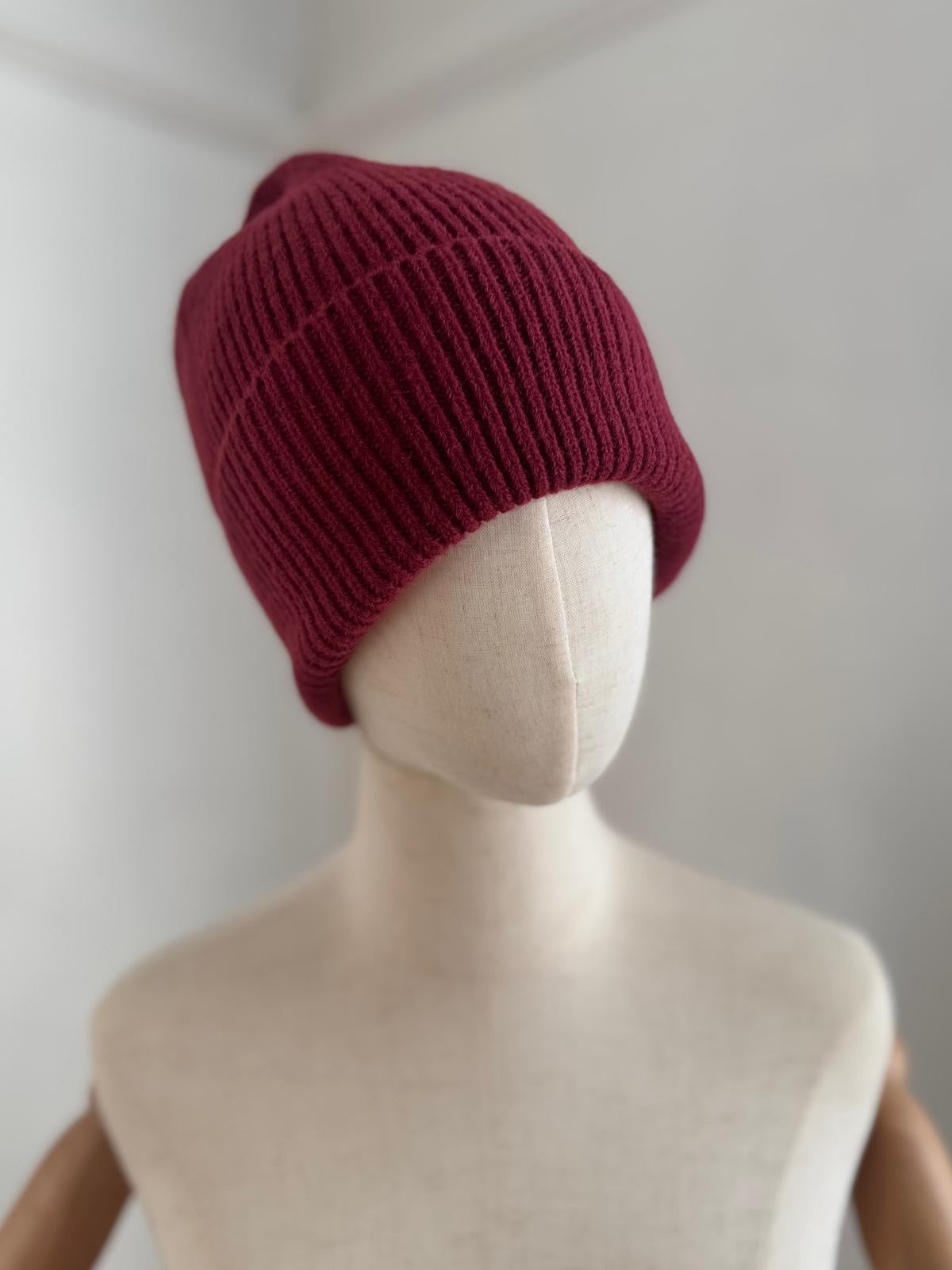 Cosy Knit Ribbed Beanie Hat - Fuchsia Pink, Jade Green Or Burgundy