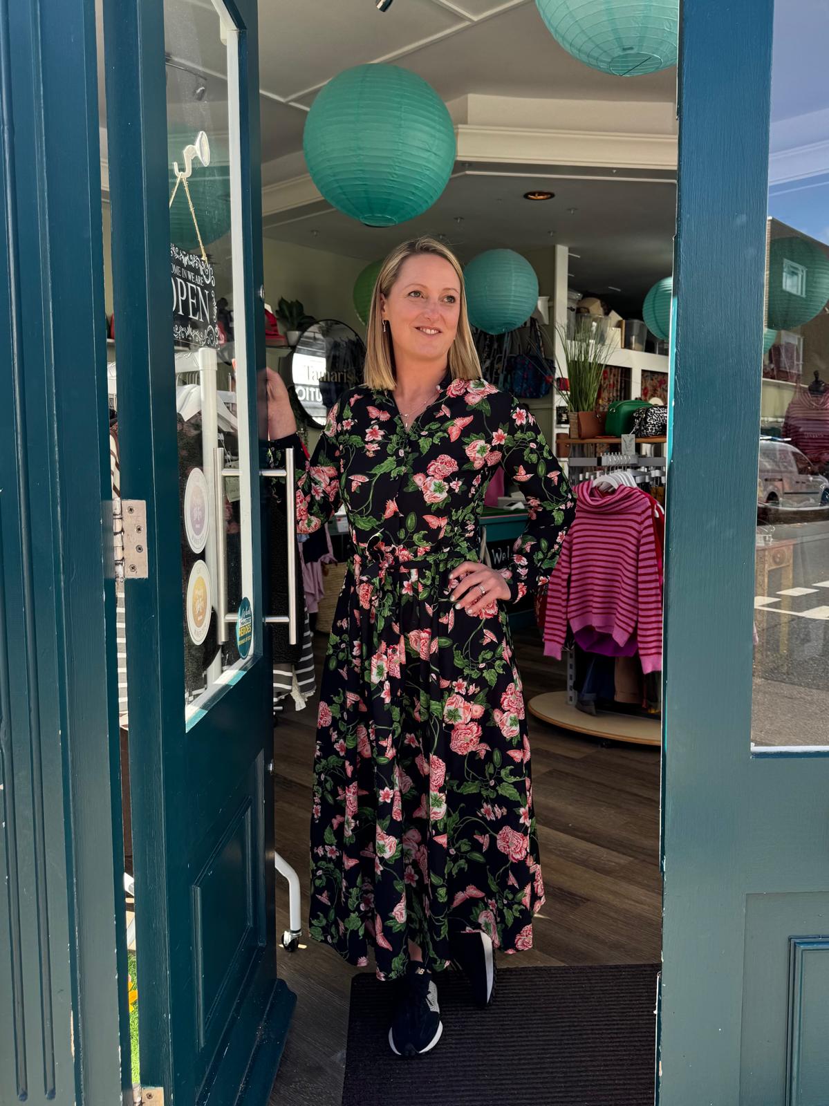 Stella Botanical & Butterfly Print Midaxi Shirt Dress