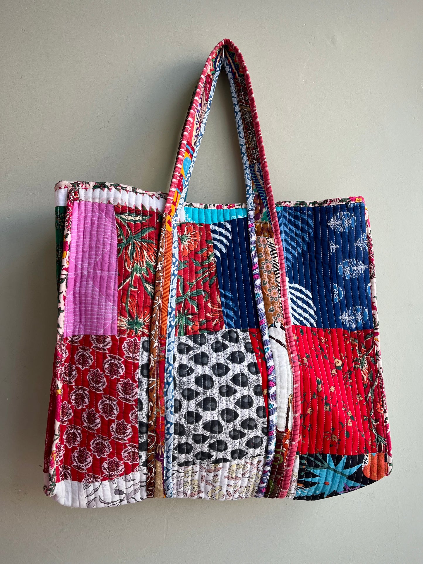 Patchwork Cotton Kantha Quilted Tote Bag