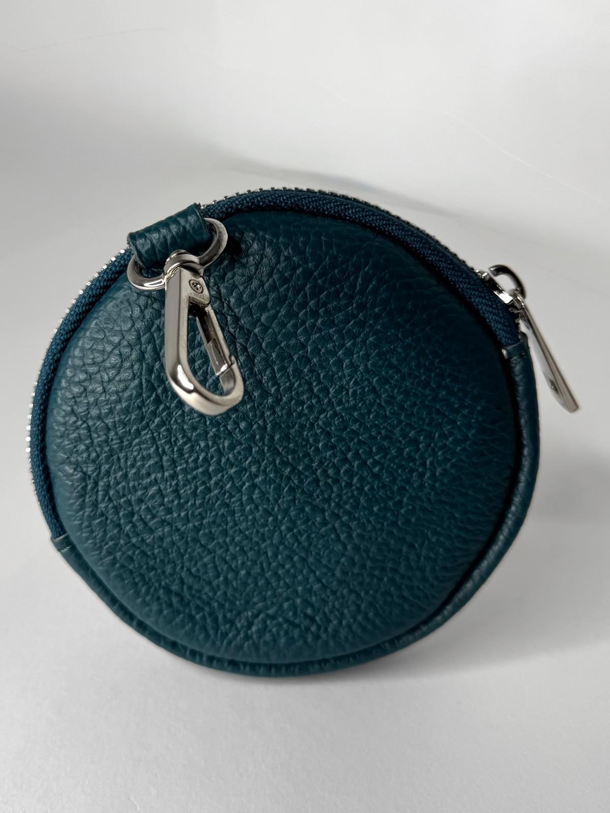 Small Circular Pebble Leather Purse - Tan, Khaki, Teal, Burgundy