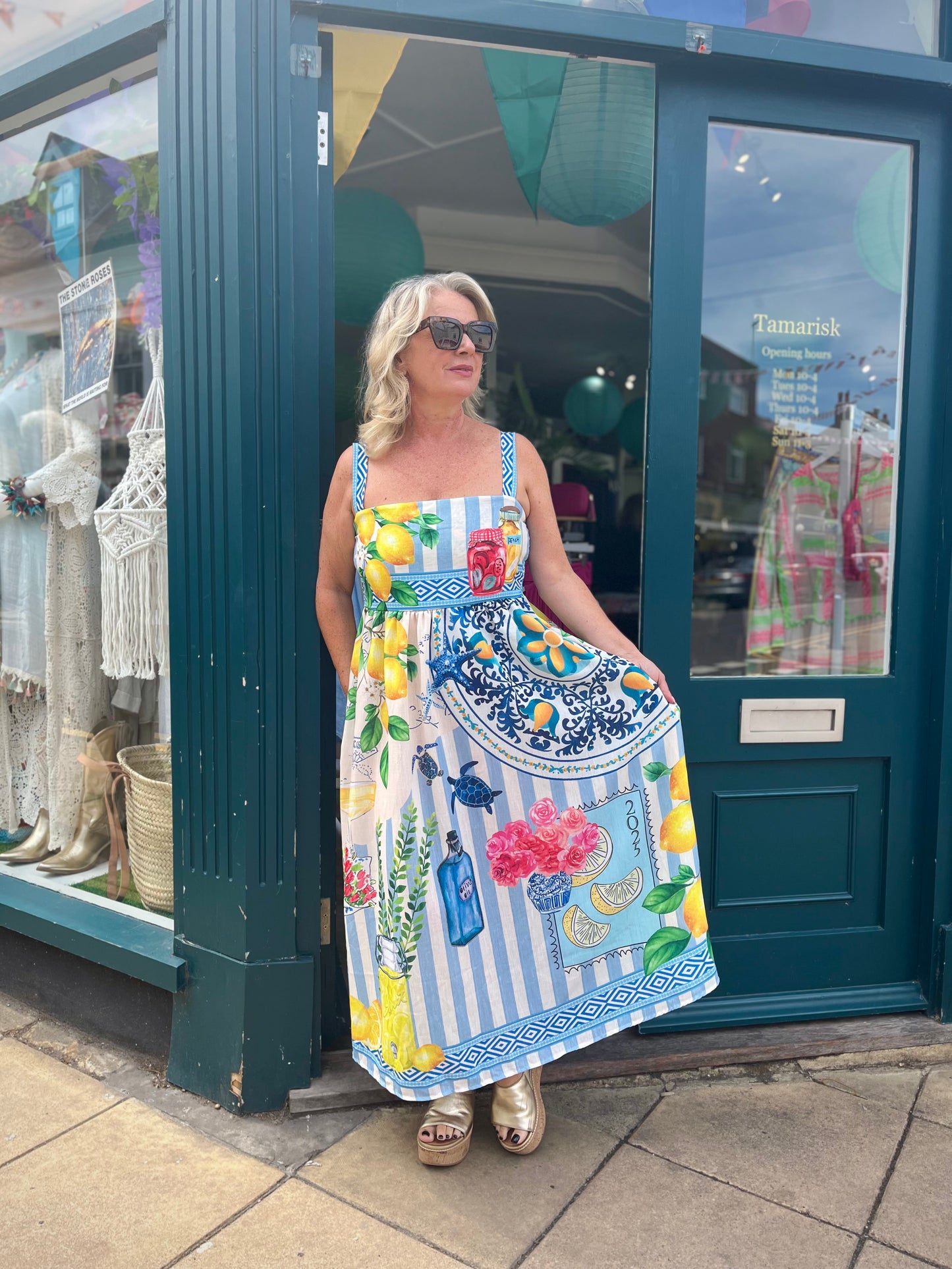 Lemon Print Sun Dress Size 8-14