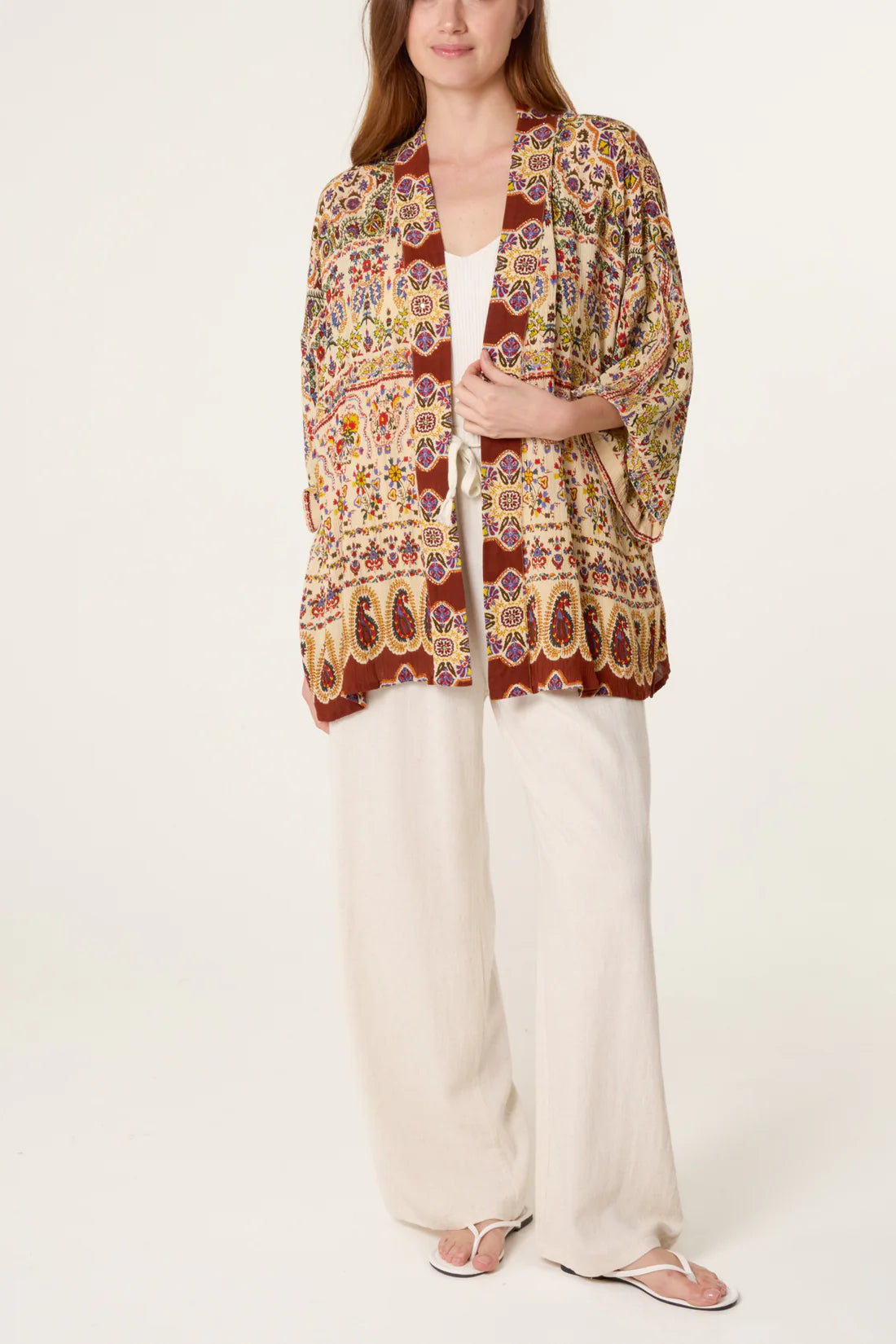 Sienna Paisley Beaded Silky Kimono