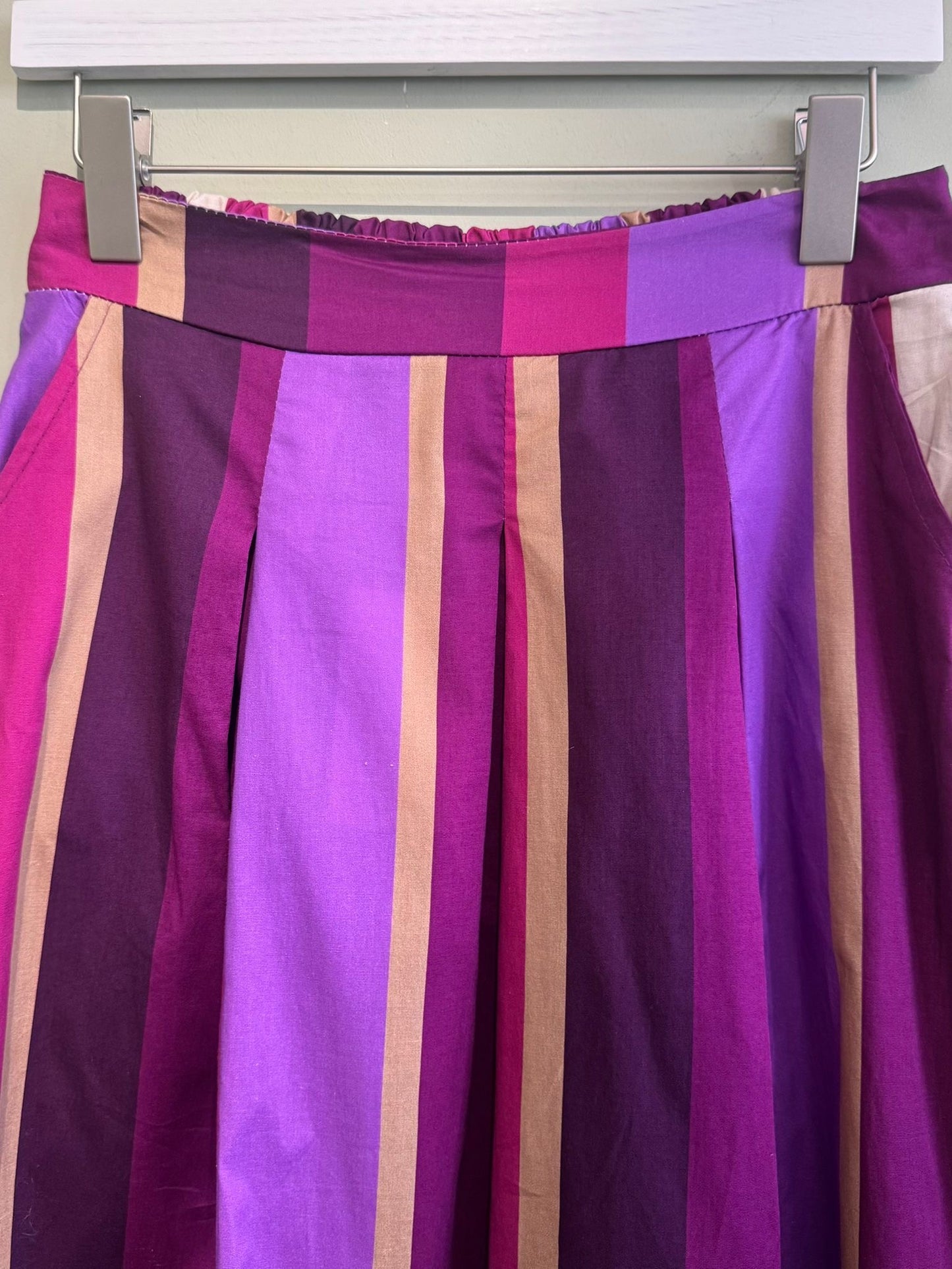 Sally Cotton Maxi Skirt - Purple Stripes