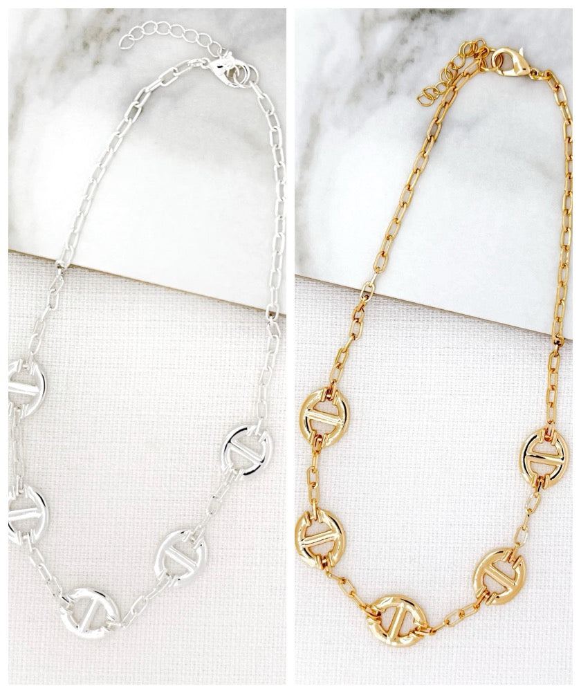 Envy Jewellery Equestrian Style Snaffle Necklace - Short Length - Gold Or Silver Toned