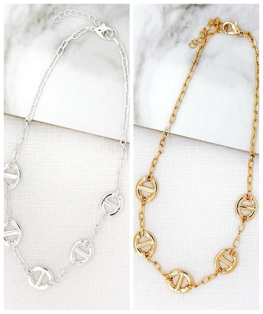 Envy Jewellery Equestrian Style Snaffle Necklace - Short Length - Gold Or Silver Toned