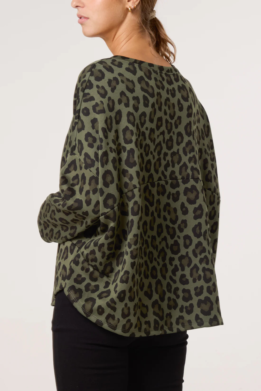 Priya Scuba Leopard Print Cocoon Sweatshirt Top