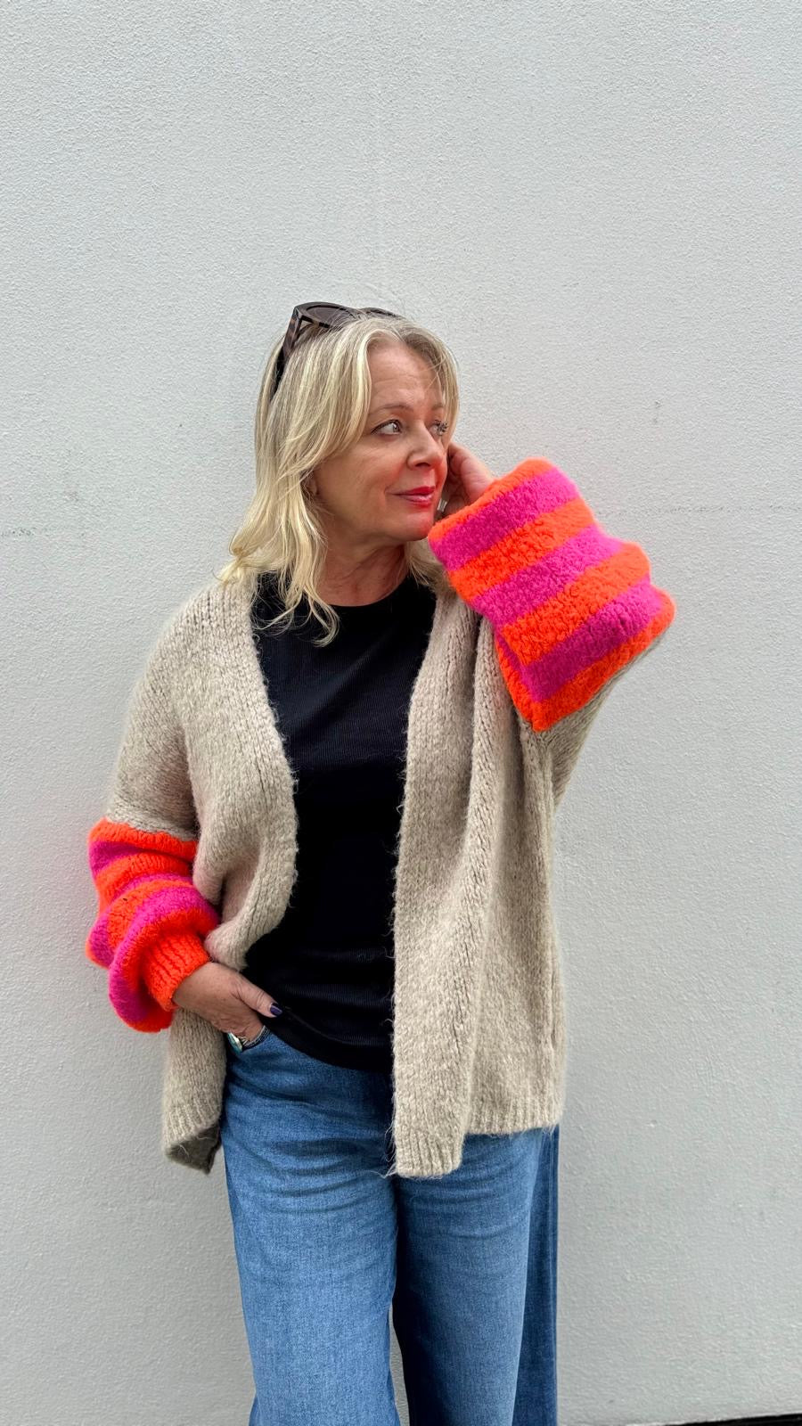 Leila Slouchy Striped Sleeve Cardigan