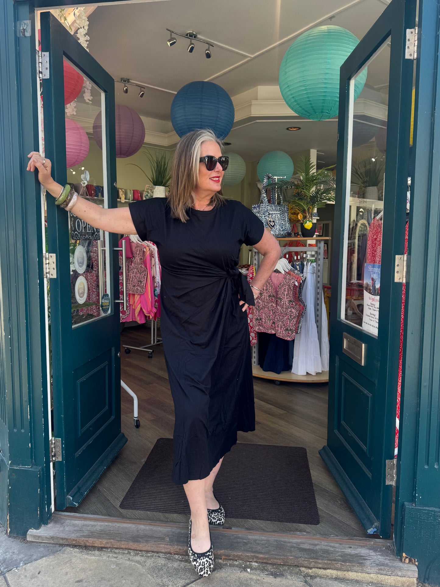 Sarah Everyday Drape Tie Waist Cotton Jersey Midaxi Dress
