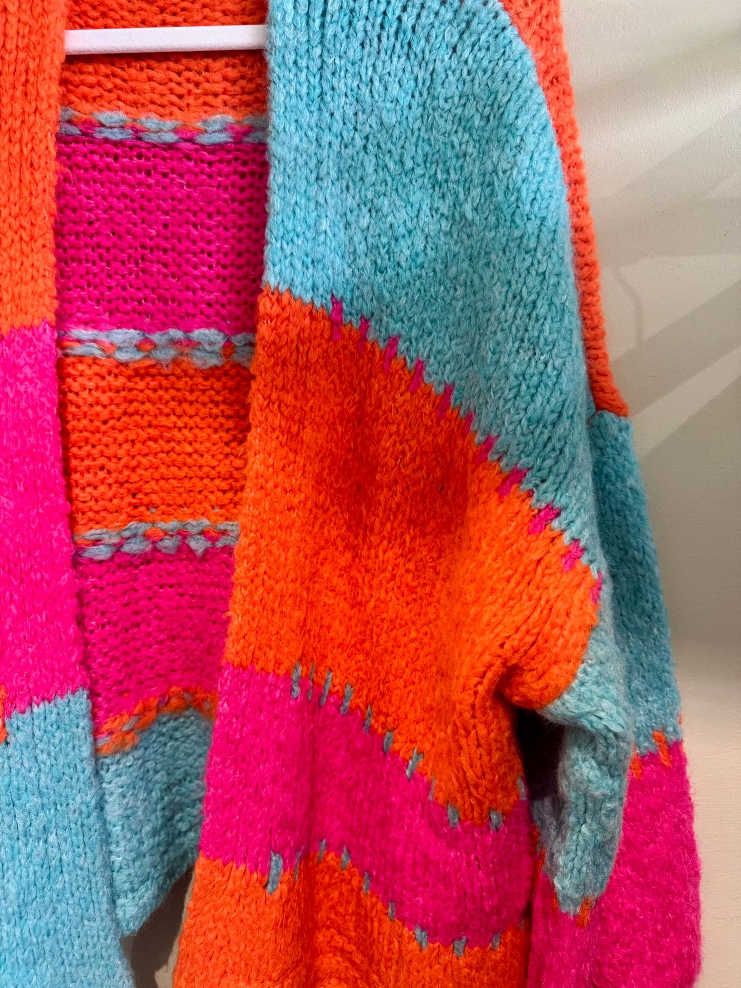 Elodie Wool Blend Multicoloured Blanket Stitch Cardigan