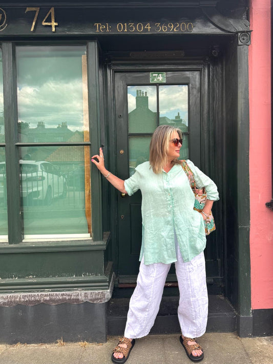 Susie Longline Linen Collarless Tunic - 3 Colours