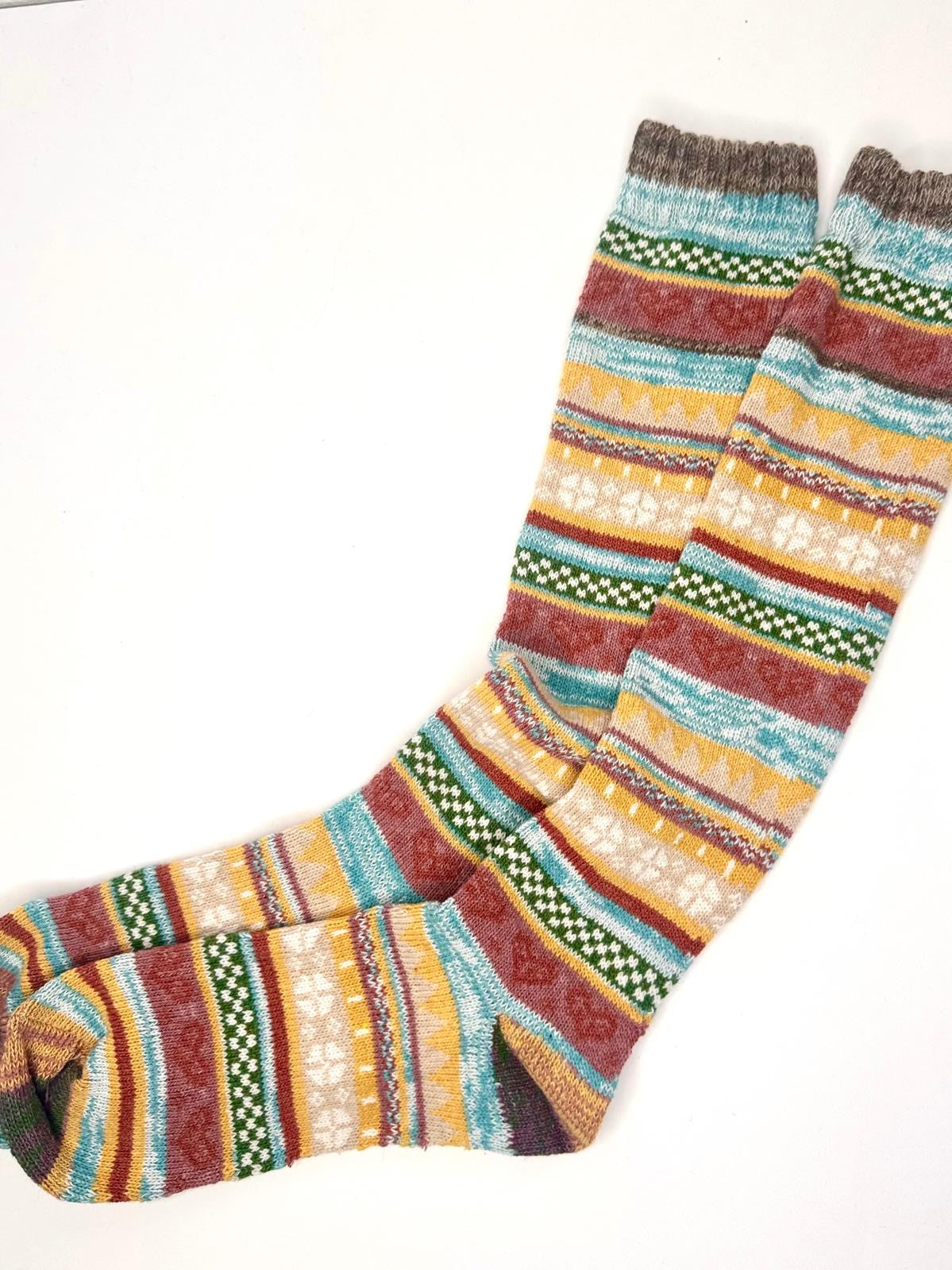Nordic Fairisle Style Long Boot Welly Socks