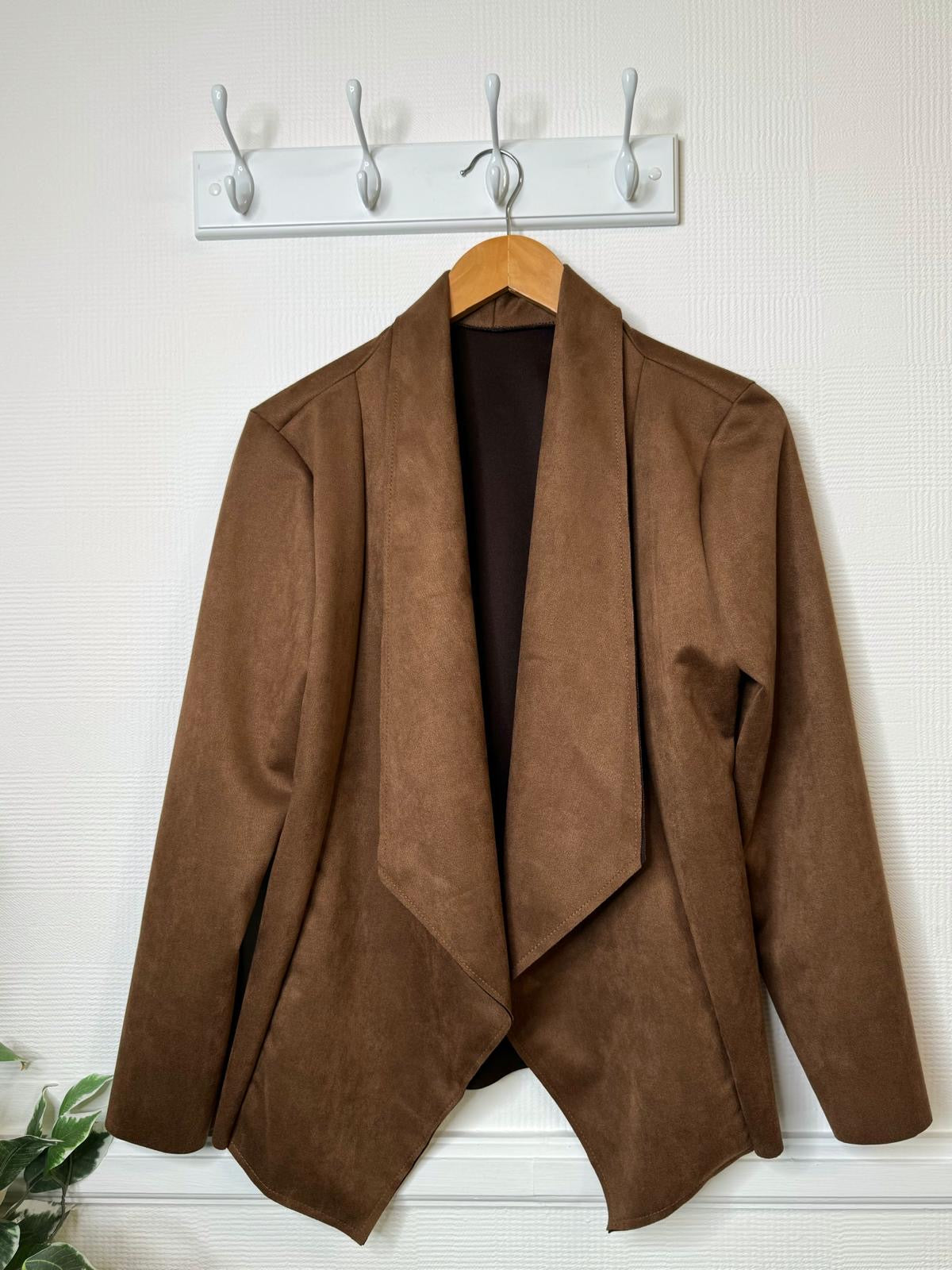 Sarah Faux Suede Shawl Collar Jacket - Navy, Forest Green Or Tan