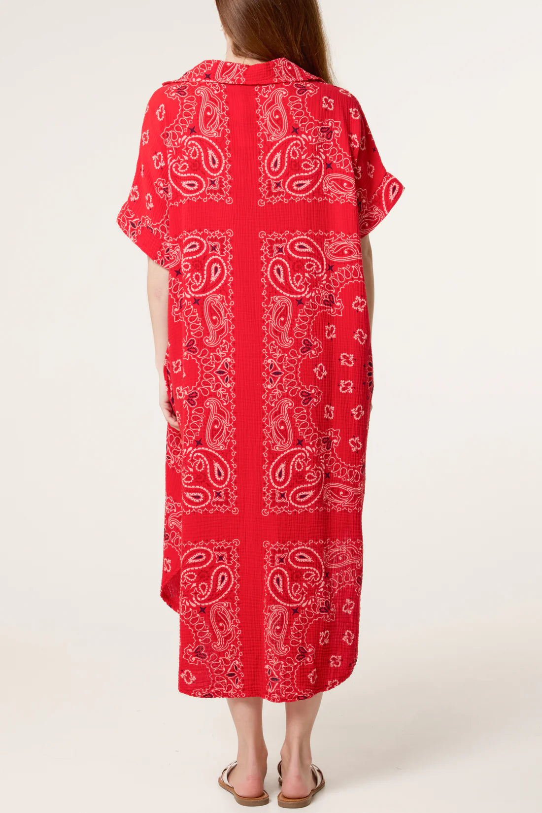 red bandana cheesecloth dress