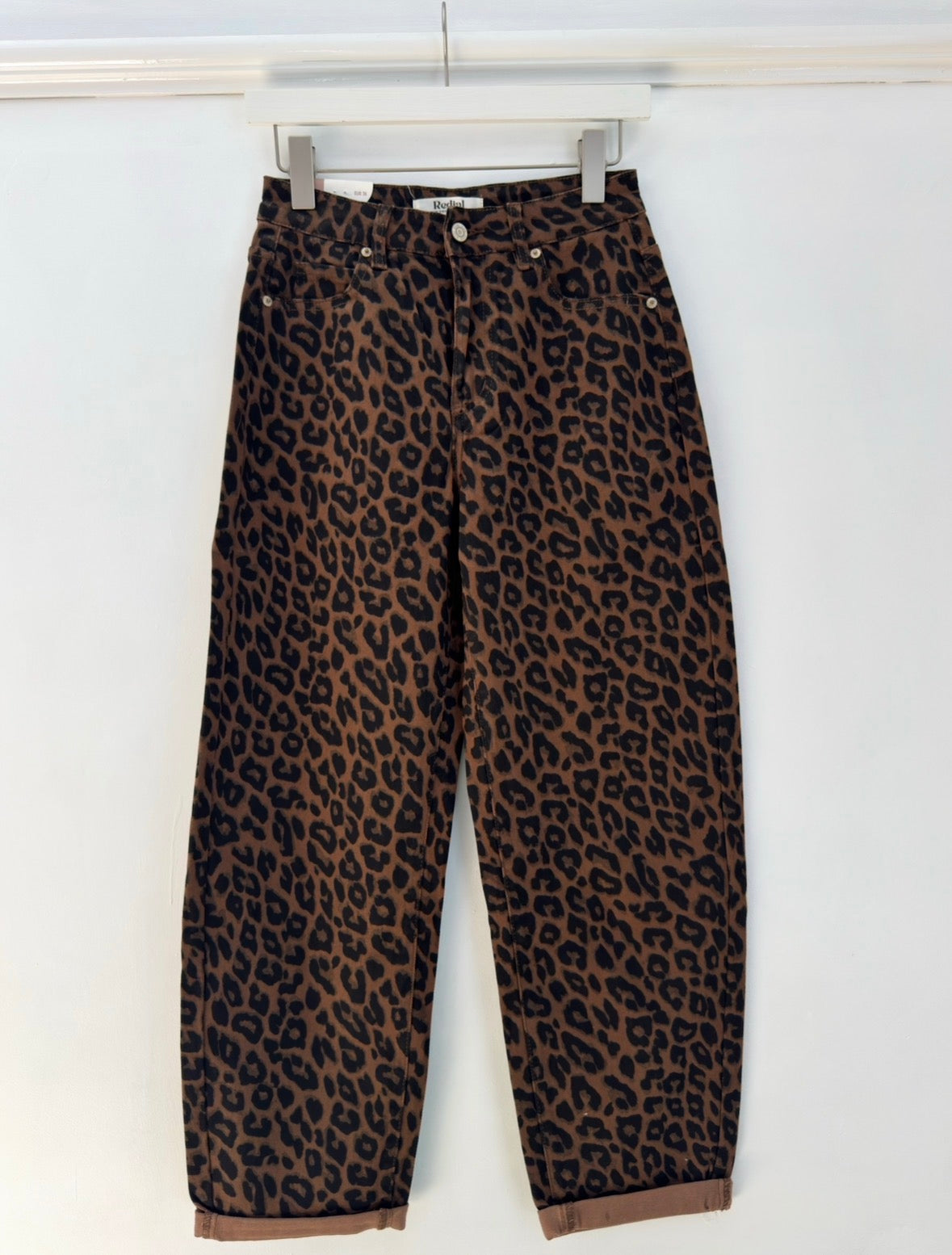 Leopard Print Barrel Leg Jeans