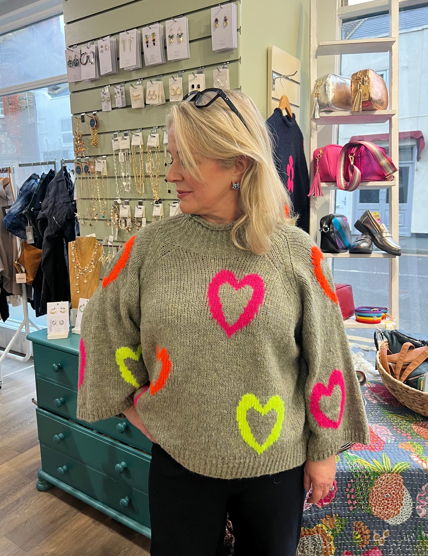 Ashley Wool Mix Funnel Neck Heart Jumper - 3 Colours
