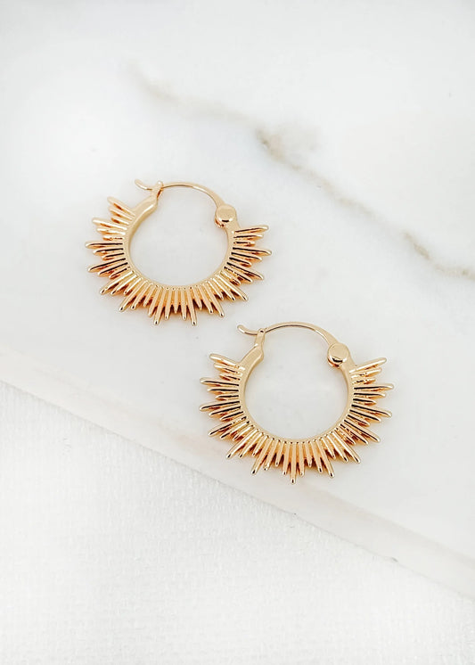 Envy Jewellery Sunburst Half Hoop Earrings - Gold Or Silver