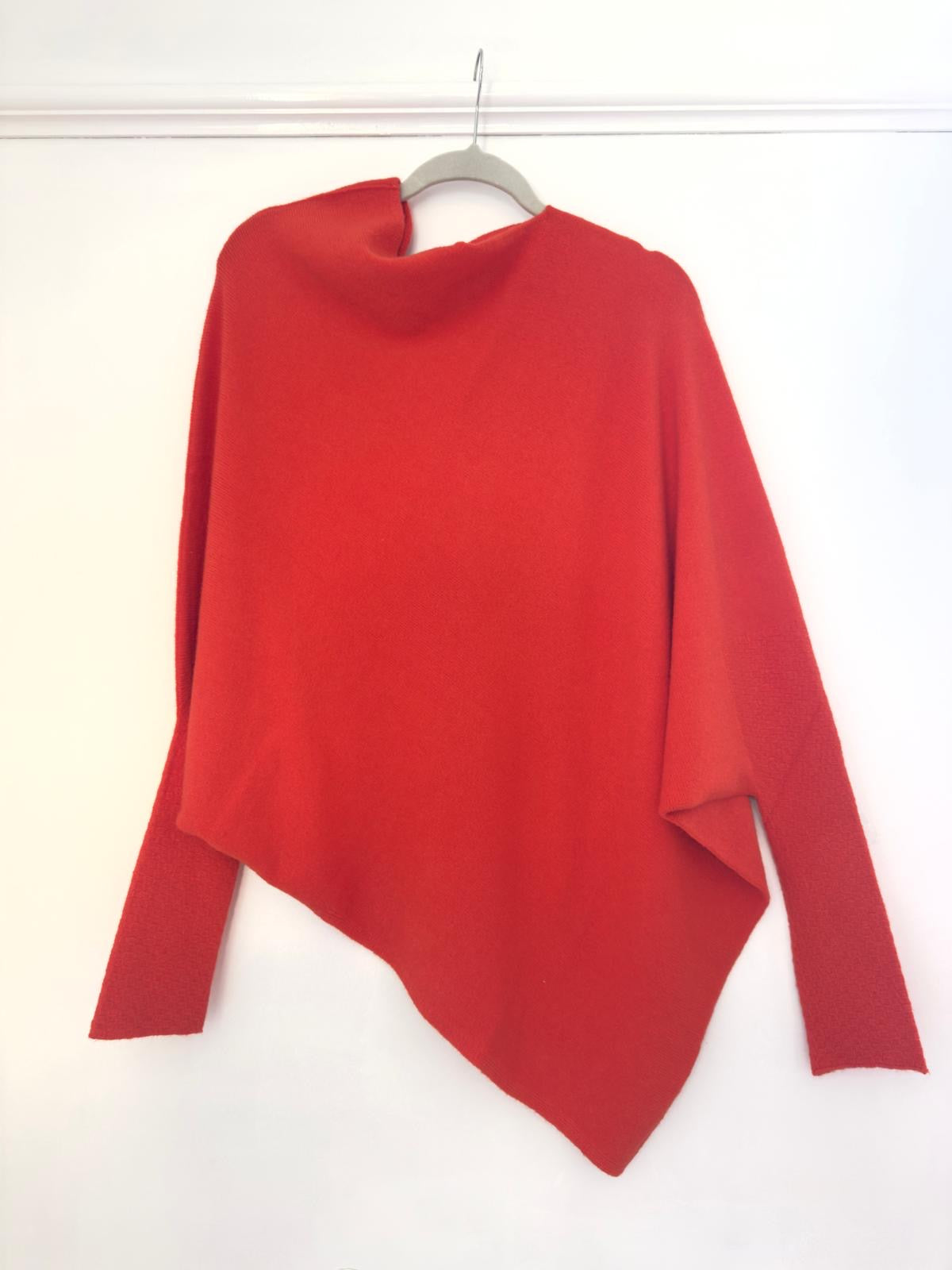 Lucy Asymmetric Draped Super Slouchy Batwing Long Jumper - 6 Colours