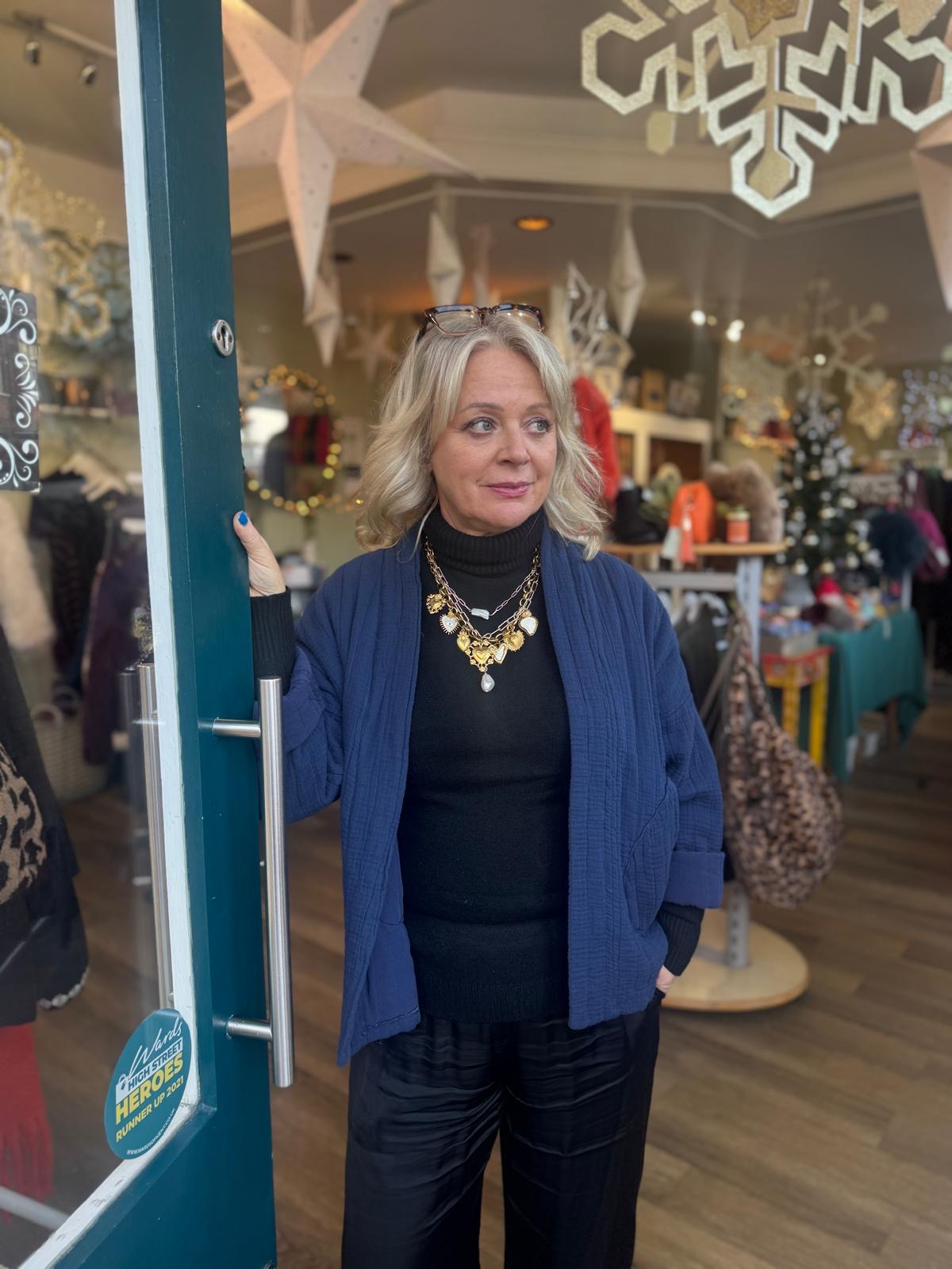 Cora Short Quilted Cotton Kimono Jacket - Chocolate Brown, Burgundy, Black, Khaki Or Teal