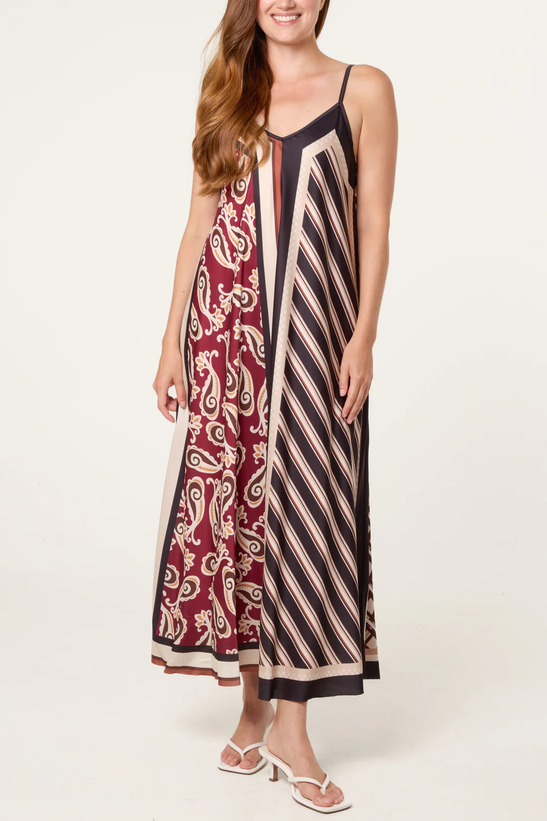 Maria Reversible Scarf Print Satin Slip Dress