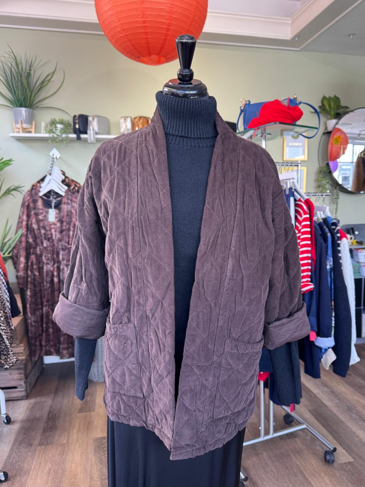 Celia Short Quilted Needlecord Kimono Jacket - 5 Colours
