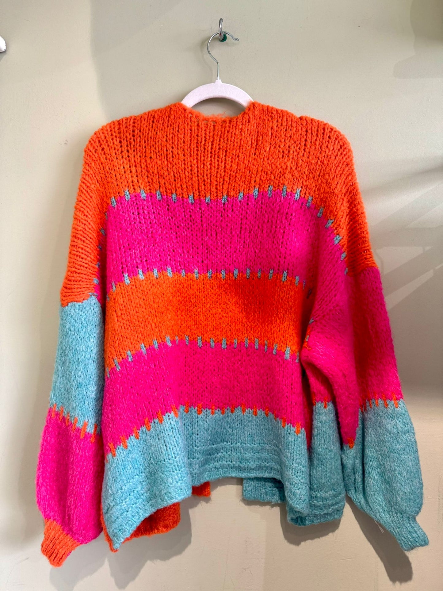 Elodie Wool Blend Multicoloured Blanket Stitch Cardigan