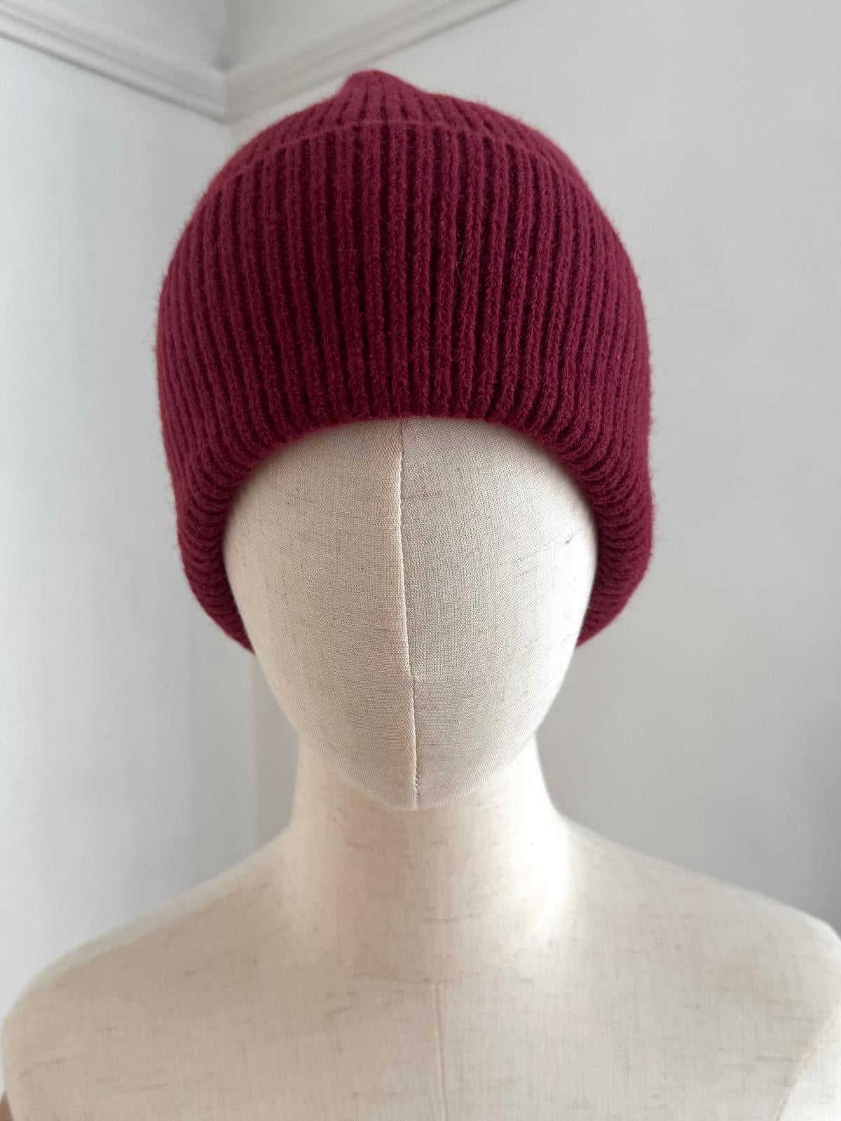 Cosy Knit Ribbed Beanie Hat - Fuchsia Pink, Jade Green Or Burgundy