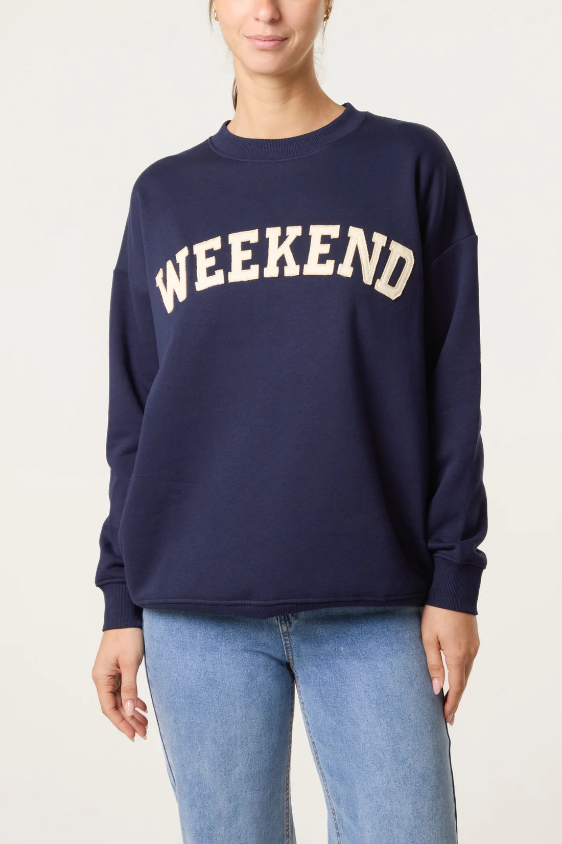 Weekend Appliqué Sweatshirt - Navy, Pastel Blue or Cream
