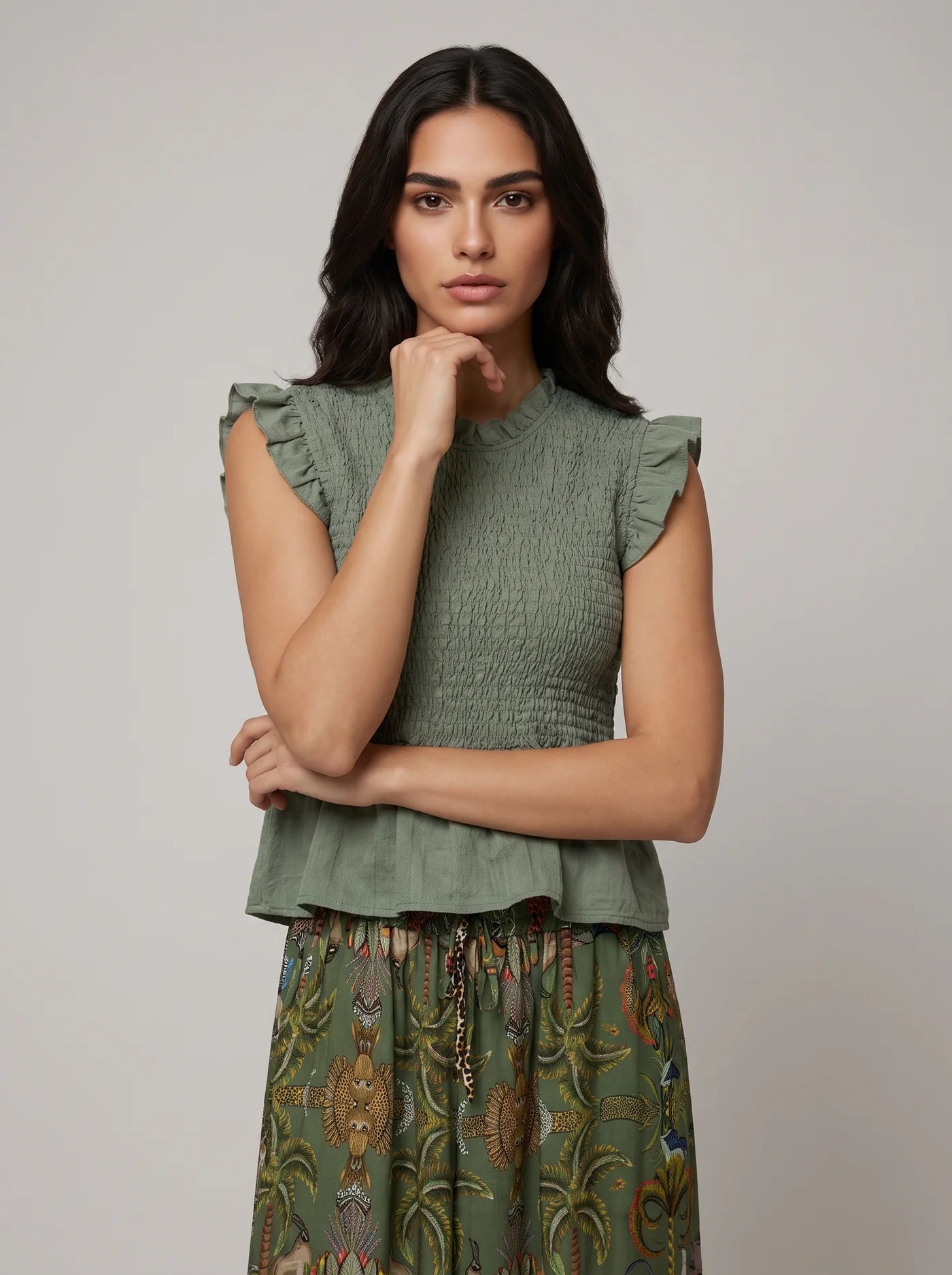 Grace Shirred Peplum Top