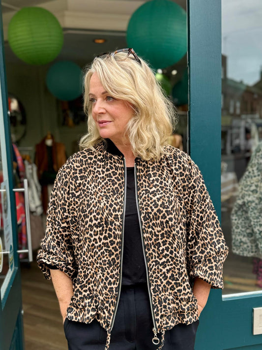 Marcie Leopard Print Bomber Jacket