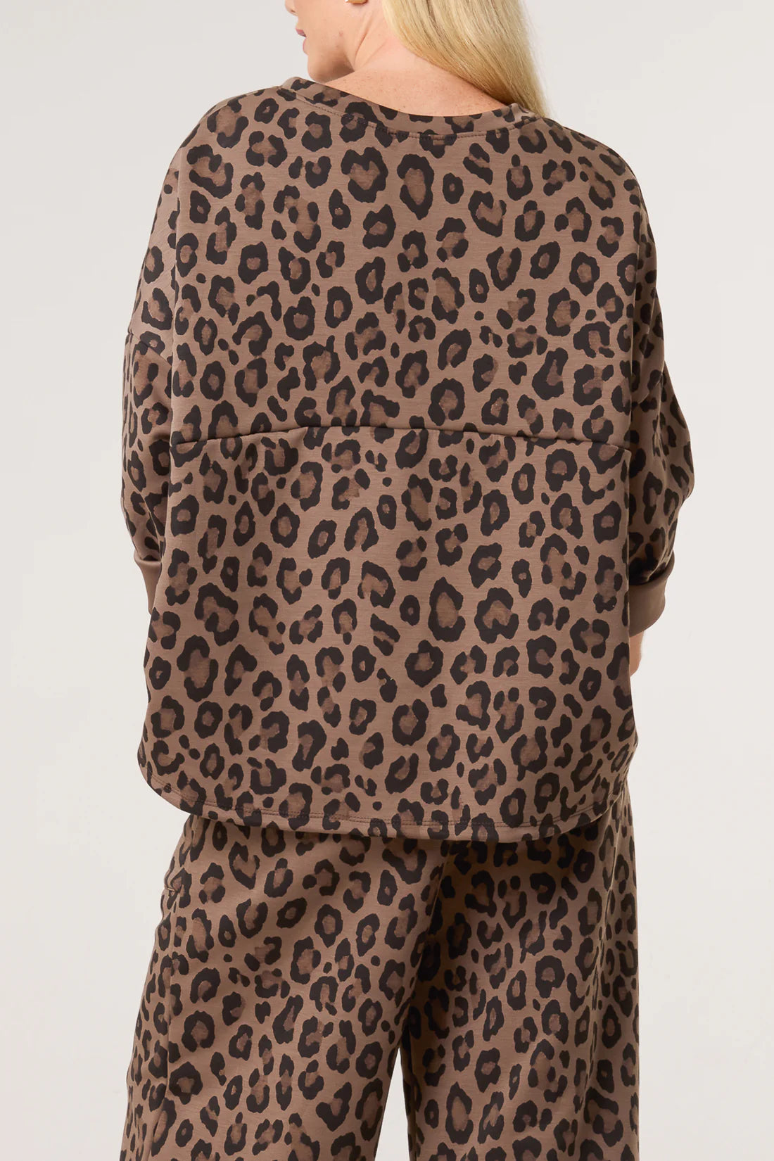 Priya Scuba Leopard Print Cocoon Sweatshirt Top