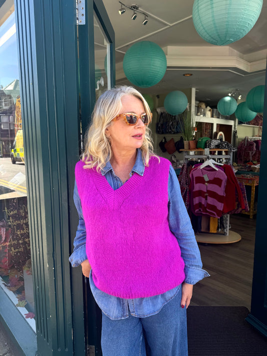 Natalie V Neck Mohair Blend Tank Top Sweater Vest - 5 Colours