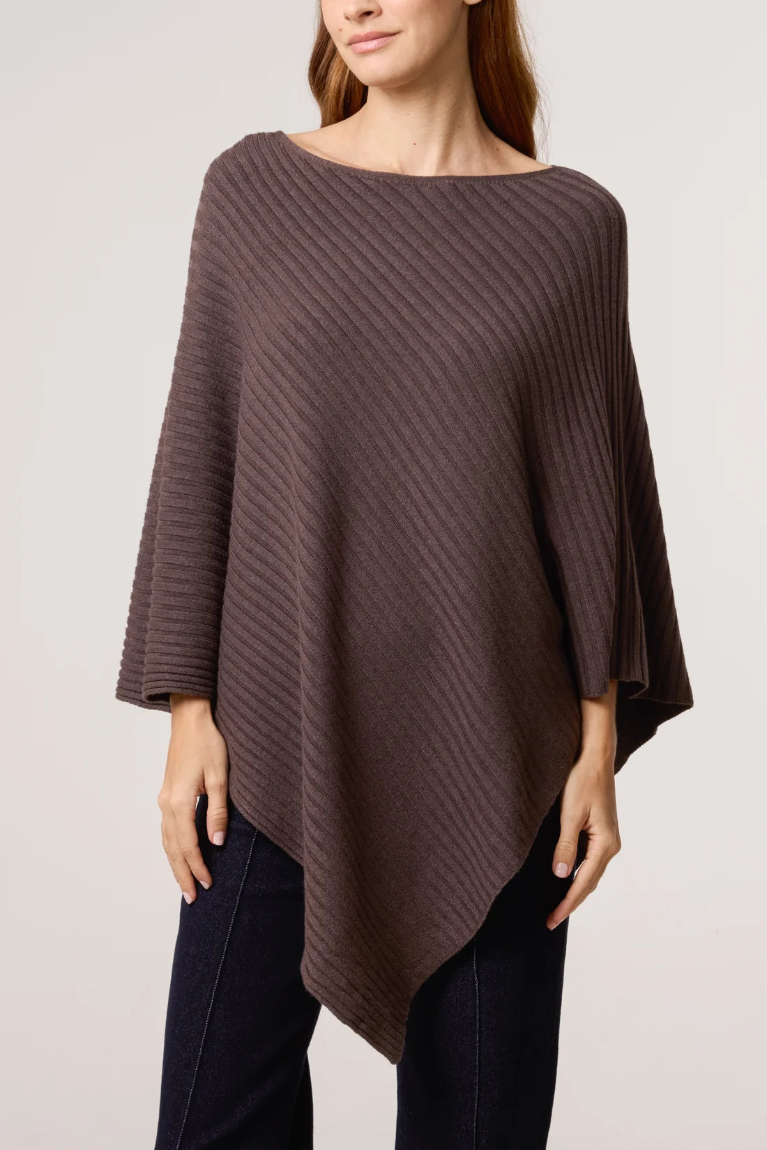 Annie Ribbed Asymmetric Poncho